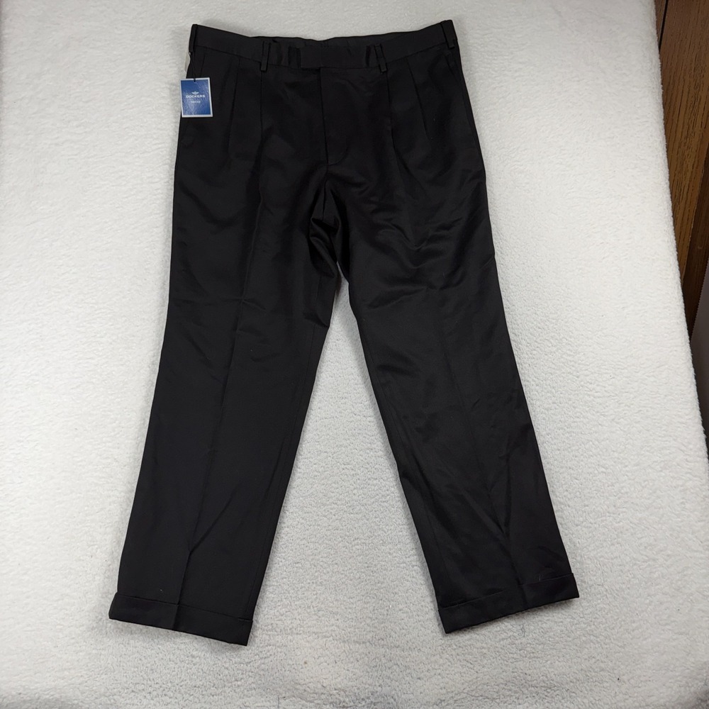 Dockers VTG Tailored Dress Chino Pants 38x30 Pleated Cuffs NWT $65 Black Sears